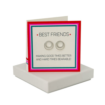 Best Friends Card - Double Circle Earrings Coral and Mint